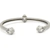 14 Karat White Gold Floral Skull Cuff Bracelet