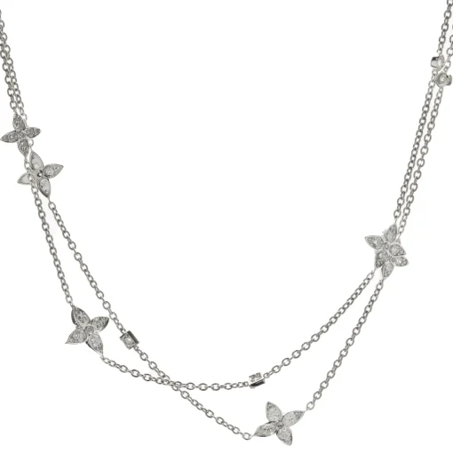 18 Karat White Gold Floral Diamonds By The Yard Necklace