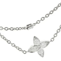 18 Karat White Gold Floral Diamonds By The Yard Necklace