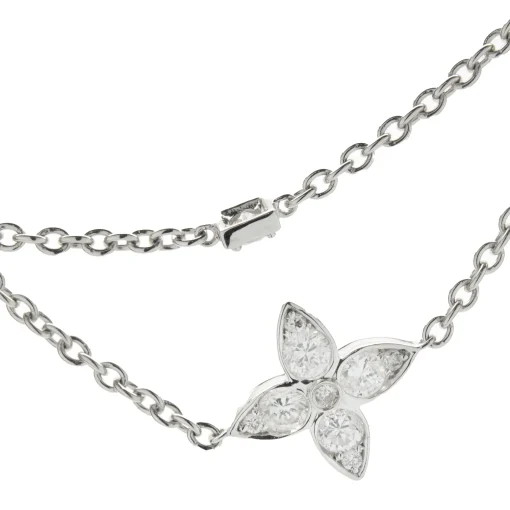 18 Karat White Gold Floral Diamonds By The Yard Necklace