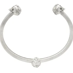 14 Karat White Gold Floral Skull Cuff Bracelet