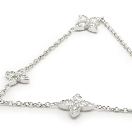 18 Karat White Gold Floral Diamonds By The Yard Necklace