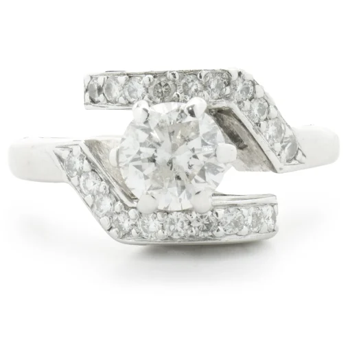 14 Karat White Gold Geometric Bypass Diamond Engagement Ring