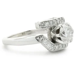 14 Karat White Gold Geometric Bypass Diamond Engagement Ring
