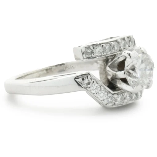 14 Karat White Gold Geometric Bypass Diamond Engagement Ring
