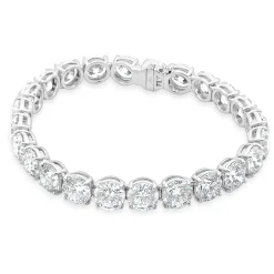 18 Karat White Gold GIA Certified Diamond Tennis Bracelet