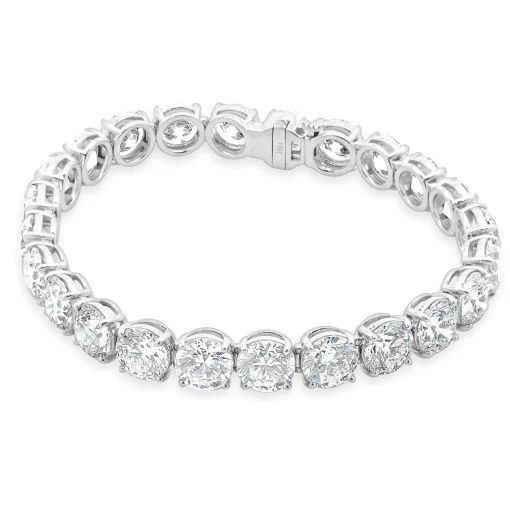 18 Karat White Gold GIA Certified Diamond Tennis Bracelet