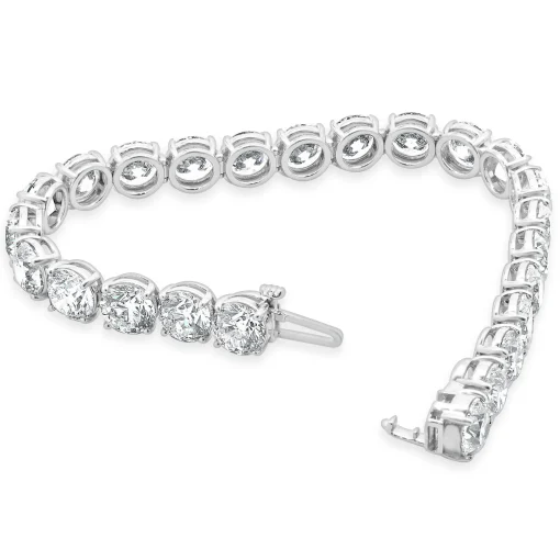 18 Karat White Gold GIA Certified Diamond Tennis Bracelet