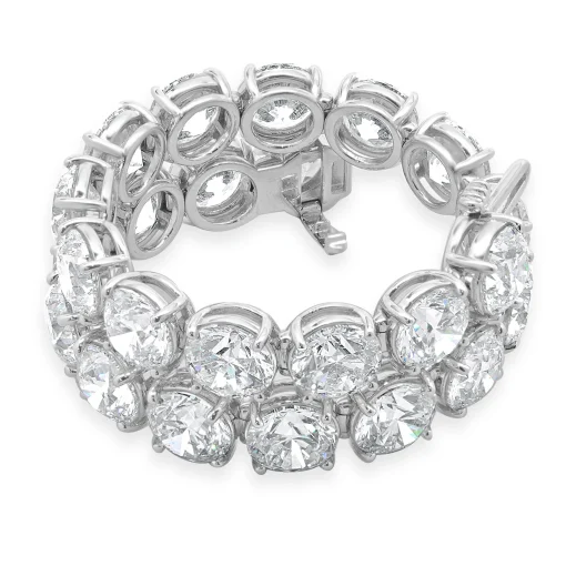 18 Karat White Gold GIA Certified Diamond Tennis Bracelet