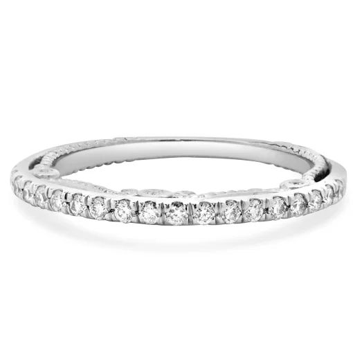 18 Karat White Gold Hidden Filigree Diamond Band