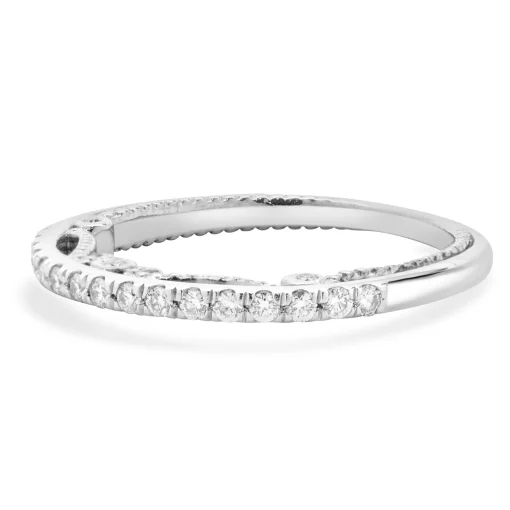 18 Karat White Gold Hidden Filigree Diamond Band