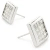 14 Karat White Gold Invisible Set Diamond Stud Earrings