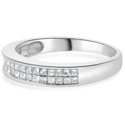 14 Karat White Gold Invisible Set Double Row Diamond Band