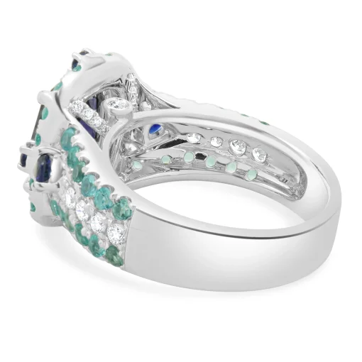 18 Karat White Gold Iolite and Paraiba Tourmaline Ring