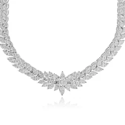 18 Karat White Gold Marquise Cut Diamond Collar Necklace