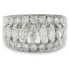 14 Karat White Gold Marquise Cut Three Row Diamond Cigar Band