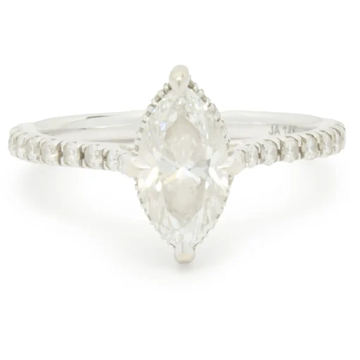 14 Karat White Gold Marquise Cut Diamond Engagement Ring