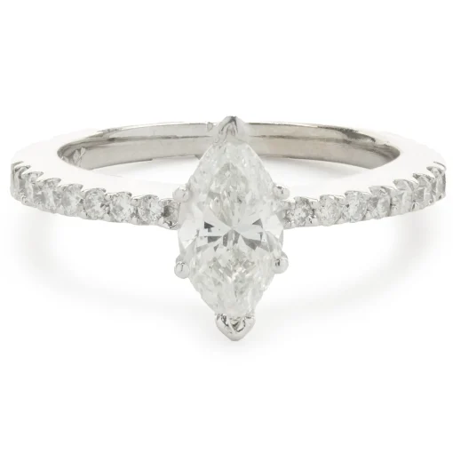 18 Karat White Gold Marquise Cut Diamond Engagement Ring