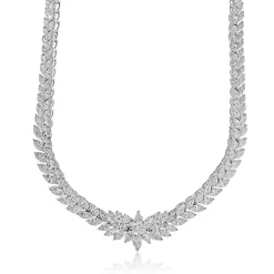 18 Karat White Gold Marquise Cut Diamond Collar Necklace