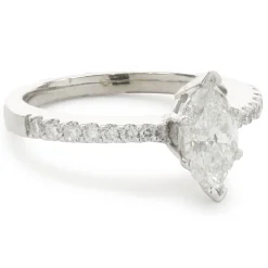18 Karat White Gold Marquise Cut Diamond Engagement Ring