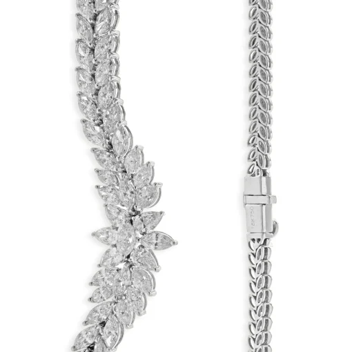 18 Karat White Gold Marquise Cut Diamond Collar Necklace