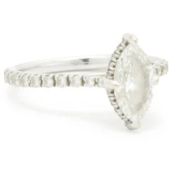 14 Karat White Gold Marquise Cut Diamond Engagement Ring