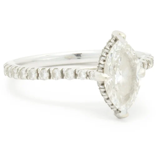 14 Karat White Gold Marquise Cut Diamond Engagement Ring