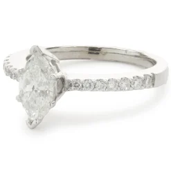 18 Karat White Gold Marquise Cut Diamond Engagement Ring