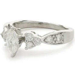 14 Karat White Gold Marquise Cut Diamond Engagement Ring