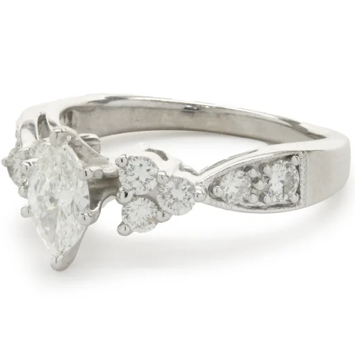 14 Karat White Gold Marquise Cut Diamond Engagement Ring