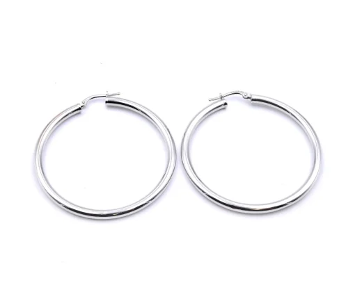 14 Karat White Gold 45MM Hoop Earrings