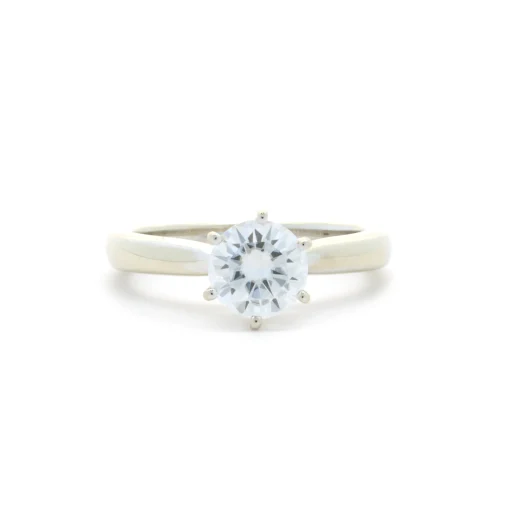 14 Karat White Gold Moissanite Solitaire Ring