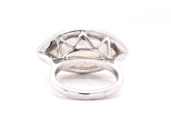 14 Karat White Gold Moonstone and Diamond Ring