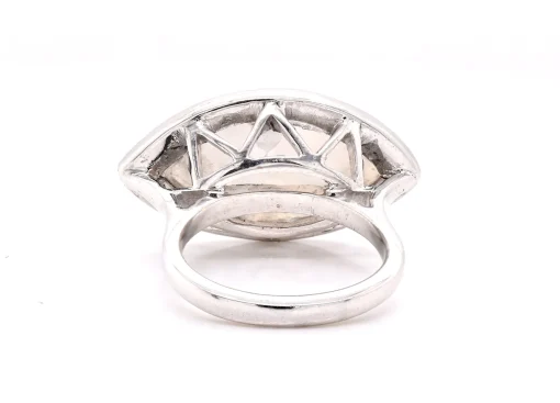 14 Karat White Gold Moonstone and Diamond Ring