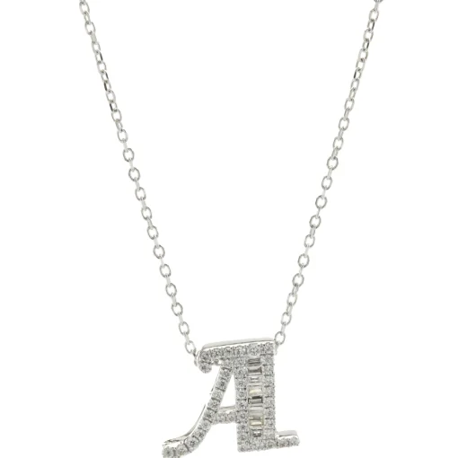 14 Karat White Gold Mosaic Set Diamond A Necklace
