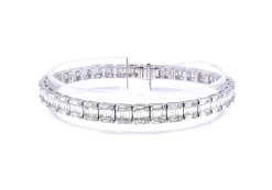 18 Karat White Gold Mosaic Set Diamond Tennis Bracelet