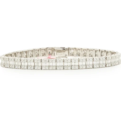 18 Karat White Gold Mosaic Set Diamond Inline Bracelet