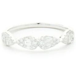 18 Karat White Gold Mosaic Set Pear Shape Diamond Band