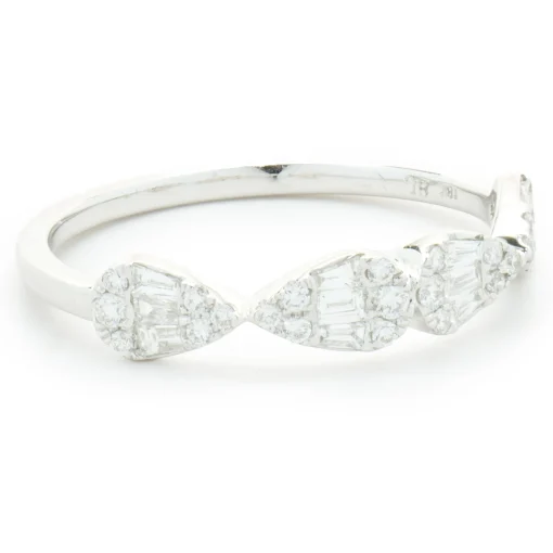 18 Karat White Gold Mosaic Set Pear Shape Diamond Band