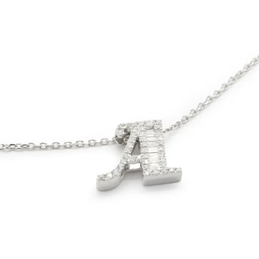 14 Karat White Gold Mosaic Set Diamond A Necklace