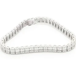 18 Karat White Gold Mosaic Set Diamond Inline Bracelet