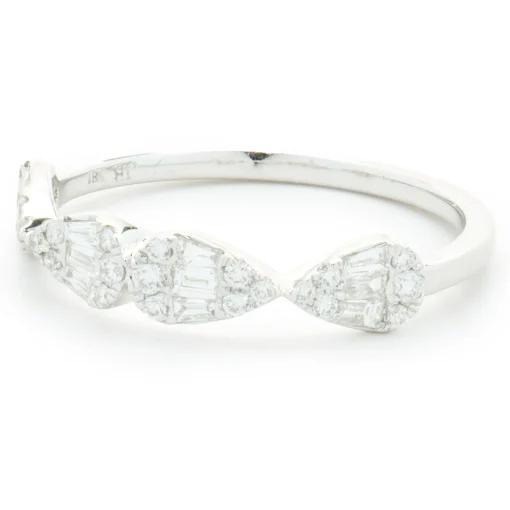18 Karat White Gold Mosaic Set Pear Shape Diamond Band