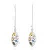 18 Karat White Gold Multi Colored Sapphire and Diamond Cutout Leaf Drop Earrings