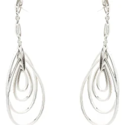 18 Karat White Gold Multi Layered Diamond Tear Drop Earrings