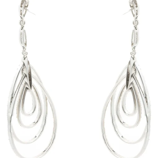 18 Karat White Gold Multi Layered Diamond Tear Drop Earrings