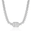 18 Karat White Gold Multi Shape Diamond Floral Necklace with Mosaic Centerpiece