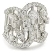 14 Karat White Gold Multi Shape Diamond Open Bar Ring