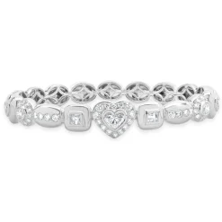 18 Karat White Gold Multi Shape Diamond Cuff Bracelet