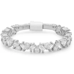 14 Karat White Gold Multi Shape Diamond Staggered Band