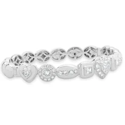 18 Karat White Gold Multi Shape Diamond Cuff Bracelet